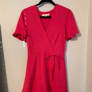 Monteau Los Angeles Hot Pink Faux Wrap Dress